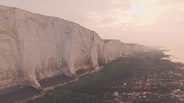 Заході Сонця Національному Парку Саут Даунс Англія Відбувався Скельний Пейзаж — стокове відео