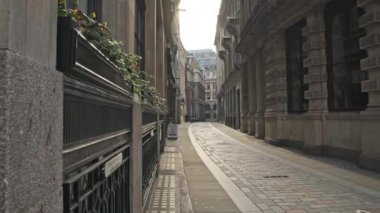 Empty roads and quiet streets with almost no people and no traffic during the Coronavirus pandemic Covid-19 lockdown, taken at rush hour at Bank in the City of London, England, Europe