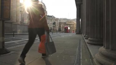 Empty roads and quiet streets with almost no people and no traffic during the Coronavirus pandemic Covid-19 lockdown, taken at rush hour at Bank in the City of London, England, Europe