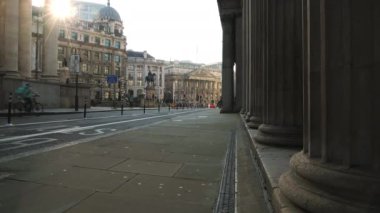 Empty quiet roads in London during the Coronavirus pandemic Covid-19 lockdown with almost no people and no traffic taken at rush hour at Bank in Central London, England, Europe