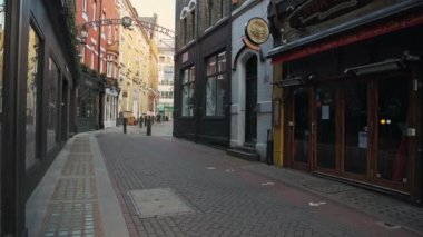 Empty London Streets during Coronavirus Lockdown, showing quiet and deserted Carnaby Street roads in a popular tourist area in the global pandemic Covid-19 shutdown in England, Europe