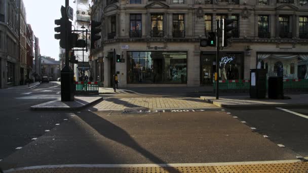 Empty Regent Street London Covid Coronavirus Lockdown Quiet Roads Closed — ストック動画
