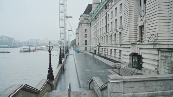 Quiet Empty Central London London Eye Covid Coronavirus Pandemic Lockdown — Vídeo de stock