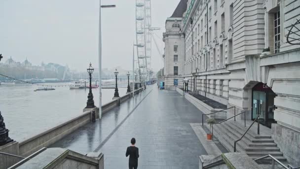 Quiet Empty Central London London Eye Covid Coronavirus Pandemic Lockdown — Stok video
