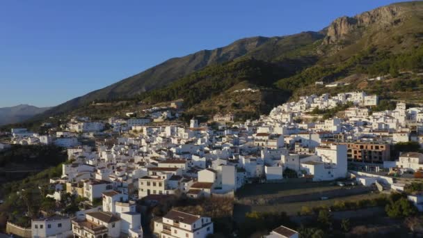 Aerial Drone View Spain Spanish Town Mountains Costa Del Sol — Vídeos de Stock