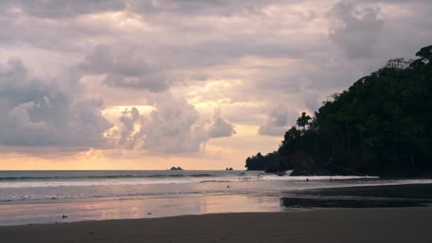 Costa Rica Beach Landscape Sunset Pacific Coast Playa Ventanas Ballena — стоковое видео