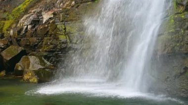 Nauyaca Waterfalls in Costa Rica, a Large Tall Rainforest Waterfall With a Big Powerful Drop into a Pool in Central America, with the Potential to Produce Renewable Hydro Power Energy