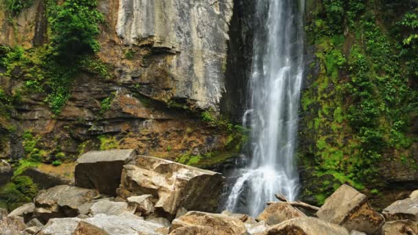 Nauyaca Waterfalls Costa Rica Beautiful Landscape Scenery Large Tall Rainforest — Stockvideo