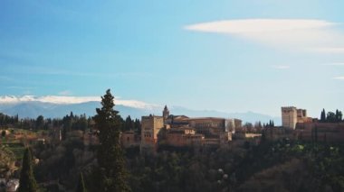 Aerial View of Alhambra Palace, Granada, Andalusia (Andalucia), Spain, Europe, a Beautiful Old Spanish Building and Fortress, an Iconic and Popular Landmark and Tourist Attraction and Destination