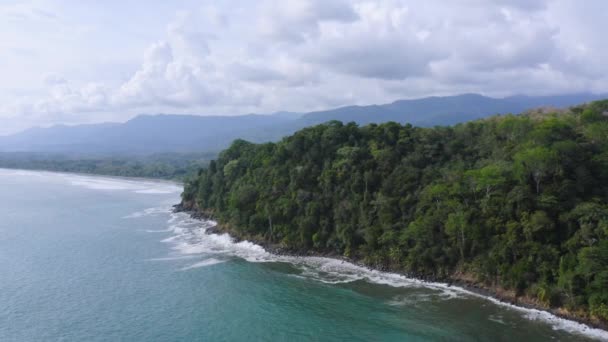Aerial Drone View Rainforest Pacific Ocean Coast Costa Rica Coastal — Wideo stockowe