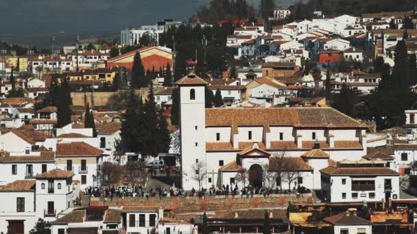 Aerial View Mirador San Nicolas Granada Andalusia Andalucia Spain Europe — Video