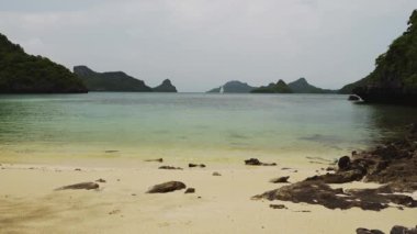 Beautiful Beach in Thailand, Sandy Beach on Tropical Island, Tropical Paradise Landscape and Scenery of Ang Thong National Marine Park, Thailand, Southeast Asia