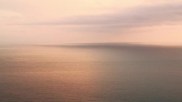 Aerial Drone View Calming Peaceful Orange Ocean Seascape Background Vast — Stock video