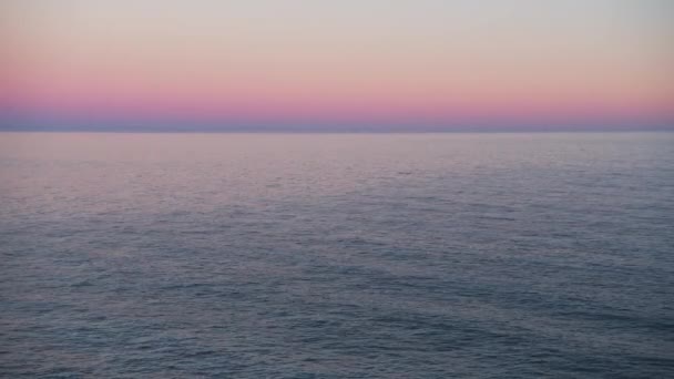 Pink Purple Colour Sunset Ocean Background Calm Sea Water Horizon — Vídeo de stock