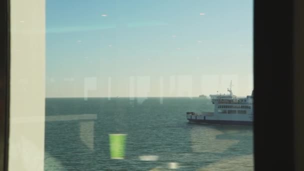 Passenger Vehicle Car Ferry Crossing Portsmouth Isle Wight Wightlink Solent — стоковое видео