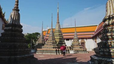 Temple in Bangkok, Thailand, Temple of the Reclining Buddha (aka Wat Pho, Wat Phra Chetuphon, Wat po), a Buddhist Building and Famous Popular Tourist Attraction and Buddhism Landmark