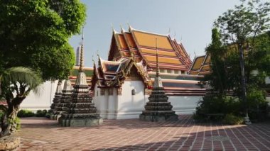 Temple in Bangkok, Thailand, Temple of the Reclining Buddha (aka Wat Pho, Wat Phra Chetuphon, Wat po), a Buddhist Building and Famous Popular Tourist Attraction and Buddhism Landmark