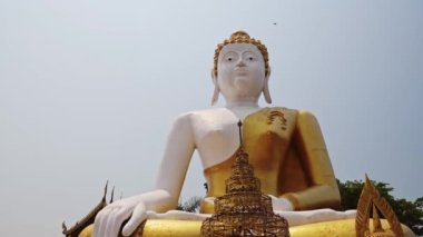 Enormous Buddha Statue at Chiang Mai Buddhist Temple in Thailand, Beautiful Famous Building of Wat Phrathat Doi Kham, a Popular Place to Visit in Northern Thailand, Southeast Asia