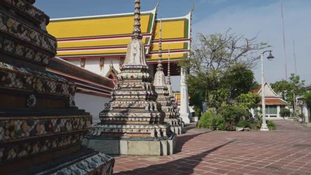 Temple Bangkok Thailand Temple Reclining Buddha Aka Wat Pho Wat — стоковое видео