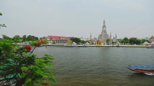 Thailand Bangkok River City Scene Tourist Boat Trip Water Taxi — Vídeo de Stock