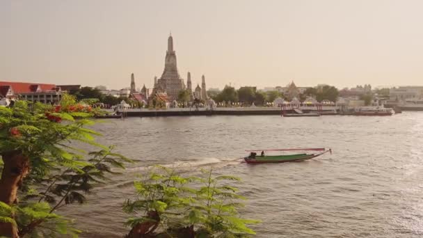Thailand Bangkok Sunset River City Scene Tourist Boat Trip Water — Stok video