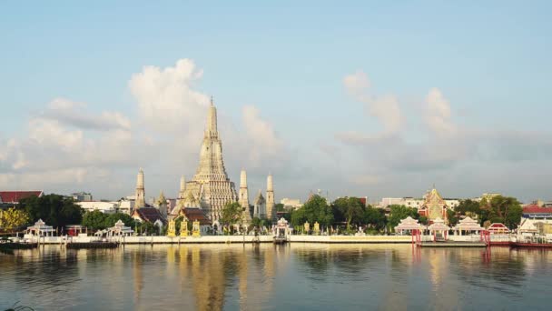 Bangkok Beautiful City Scene Chao Phraya River Wat Arun Buddhist — 图库视频影像