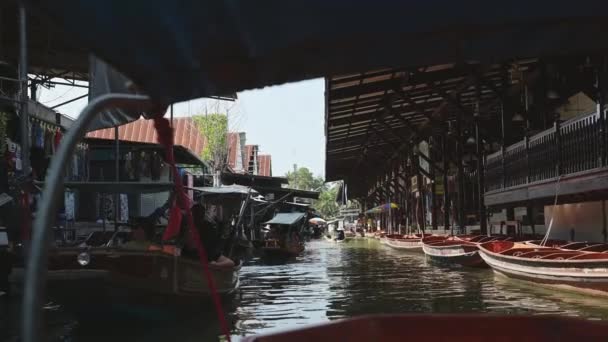 Damnoen Saduak Floating Market Bangkok Thailand Tourist Boat Trip Tour — Wideo stockowe