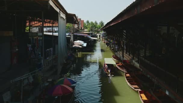 Damnoen Saduak Floating Market Bangkok Thailand Tourist Boat Trip Tour — Wideo stockowe