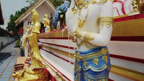 Buddhist Statues Chiang Mai Buddhist Temple Thailand Beautiful Famous Buddhism — Video