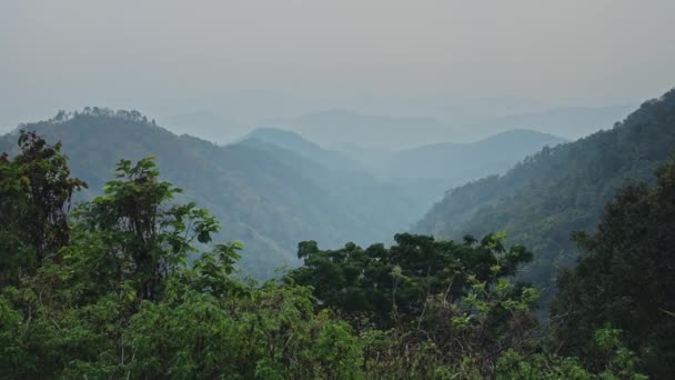 Chiang Mai Landscape Thailand Scenery Nature Misty Mountains Valley Layers — Stockvideo