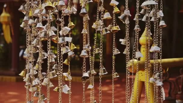 Buddhist Prayer Bells Temple Thailand Wat Phra Singh Chiang Mai — Stock videók