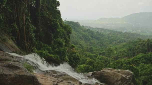 Thailand Waterfall Koh Samui Island Beautiful Tropical Scenery Amazing Green — Stok Video
