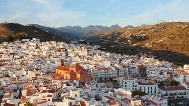 Aerial Drone View Spanish Town Spain Torrox Costa Del Sol — Stockvideo