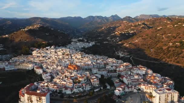 Aerial Drone View Spanish Town Spain Torrox Costa Del Sol — Stockvideo