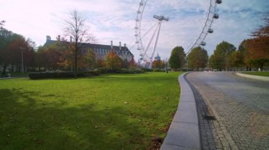 Empty tourist attraction in Central London during Coronavirus Covid-19 lockdown with no people at The London Eye and deserted Jubilee Gardens at South Bank, England, Europe