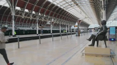 Paddington Train Station empty during Coronavirus Covid-19 lockdown in London when public transport was quiet and deserted with no people in England, Europe