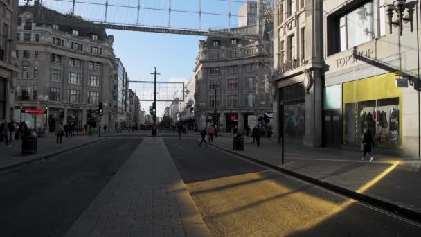 London Covid Coronavirus Lockdown Quiet Empty Roads Oxford Street Oxford — Vídeo de stock