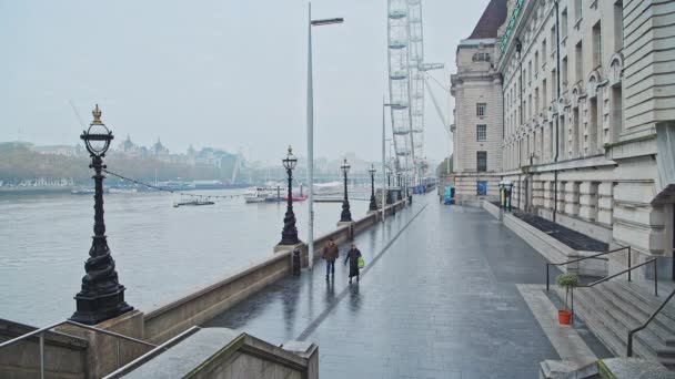 Quiet Empty Central London London Eye Covid Coronavirus Pandemic Lockdown — Vídeo de Stock