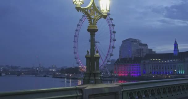 London Hyperlapse London Eye London Hyper Lapse River Thames Night — Vídeo de stock