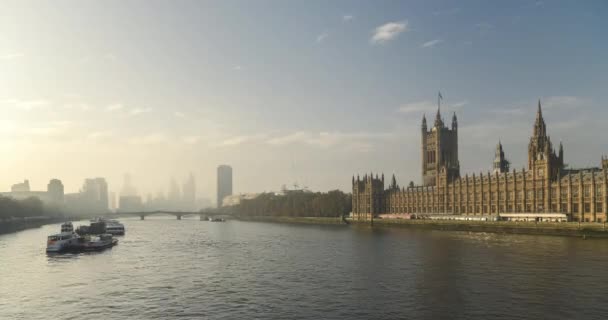 Timelapse London River Thames Houses Parliament Iconic Building Tourist Attraction — 图库视频影像