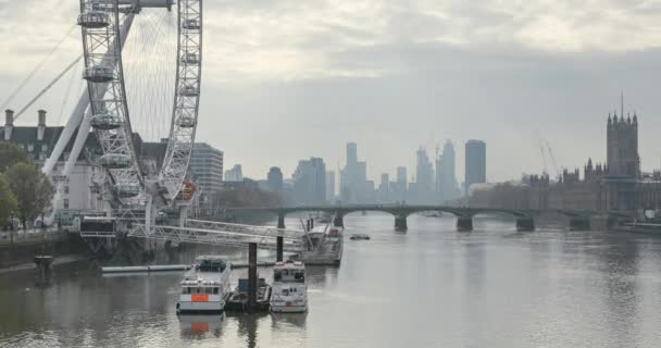 Timelapse London Eye River Thames Sunset London Skyline Time Lapse — Stockvideo