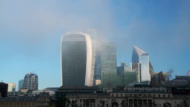 London Timelapse Skyscrapers City London Time Lapse Mist Moving Showing — Vídeo de Stock