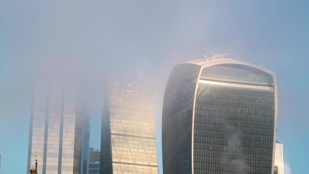 London Timelapse Skyscrapers City London Time Lapse Mist Moving Showing — Stok video