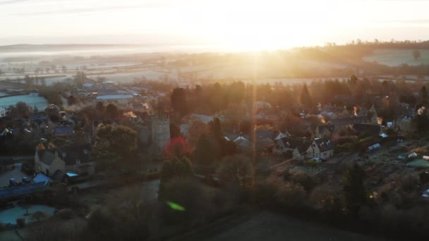 Aerial Drone Video Typical English Village Beautiful British Countryside Scenery — Video