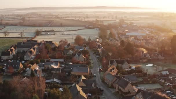 Aerial Drone Video Cotswold Village Rural Scene English Countryside Houses — Vídeo de stock