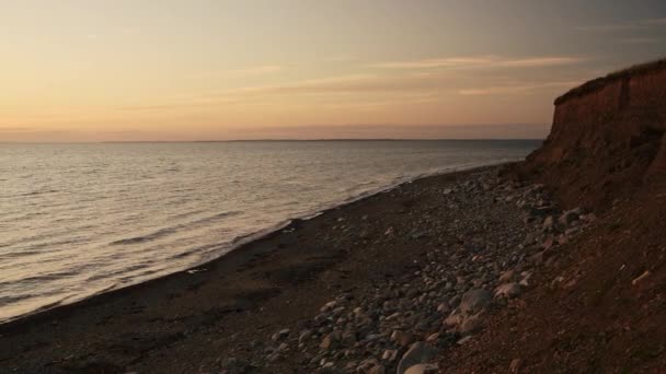 Coastal Terrain Cliff Rocky Beach Llyn Peninsula Wales Midst Dusk — Video Stock