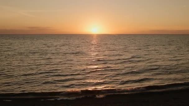 Sunset Horizon Ocean Beach Coast Wales Static Tripod View — Stock Video