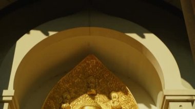 Peace Pagoda Religious Statue in Battersea Park in Wandsworth, London - Tilt Down Reveal