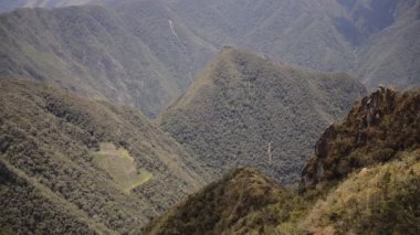 Peruvian mountains panorama from the Inca Trail, on a sunny day