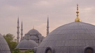 Blue Mosque seen from Hagia Sophia, Sultanahmet Historic District, Istanbul, Turkey, at dusk